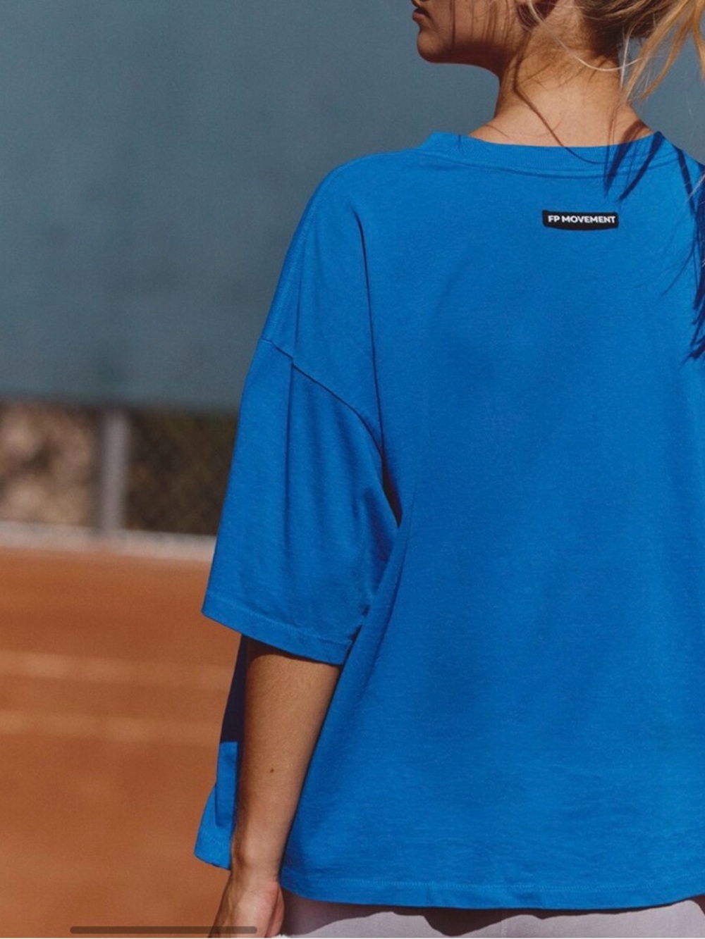 Free People FP Movement Oversized Blue Crewneck Tee tackle tee